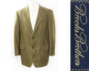 Brooks Bros Cashmere Sport Coat - Caramel Brown Glen Plaid Wool & Cashmere Blazer - Y2K Suit Jacket