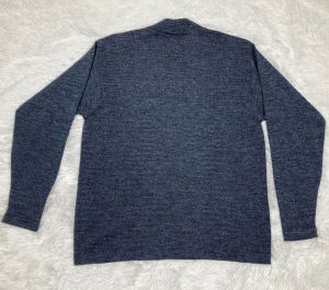 M/ Men’s Heather Blue Wool Blend Mock Neck Sweater, High Neck Academia Pullover Sweater - Fashionconservatory.com