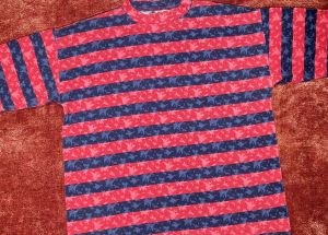 L-XXL/ Men’s Vintage Striped T-Shirt, Red and Blue Camo Print Cotton Shirt by Pro Gear