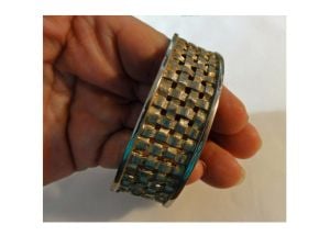 Vintage 60s Bangle Bracelet Sarah Coventry Gold Tone Basket Weave Hinged Cuff - Fashionconservatory.com