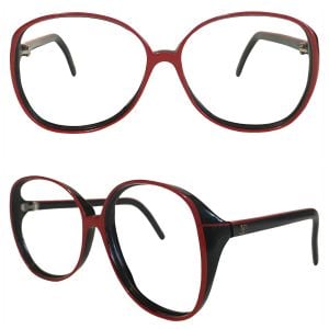 Vintage Red & Black Colorblock Frames Made in Italy by Valentino