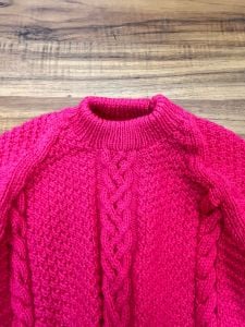 Kids Size 5 | 1980's Vintage Hand Knit Hot Pink Cable Knit Sweater - Fashionconservatory.com