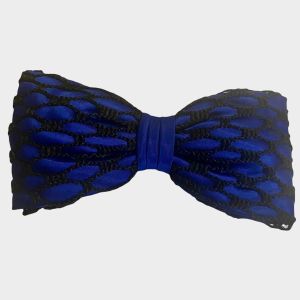 Alexandre de Paris 1990’s Vintage Blue & Black Large Hair Clip Bow Handmade in Italy