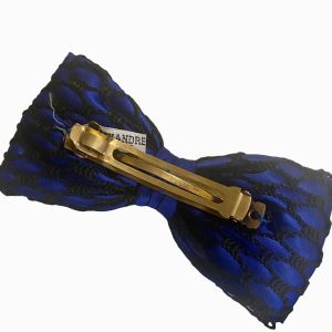 Alexandre de Paris 1990’s Vintage Blue & Black Large Hair Clip Bow Handmade in Italy - Fashionconservatory.com