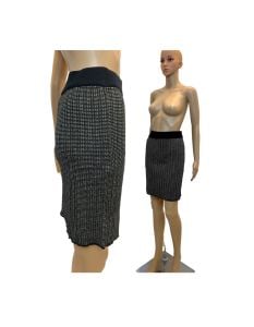 80s Era Metallic Knit Tube Skirt | Textured GOLD & Black Sweater Skirt | VTG Small