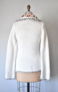 Lourdes 70s embroidered sweater, chunky knit sweater, crochet sweater, hippie clothes - Fashionconservatory.com
