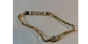 Vintage Name Bracelet ''Elaine''  7'' Gold Tone Paperclip Chain - Fashionconservatory.com