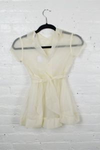 1950s girls dress . vintage 50s flower girl ivory sheer white party dress . small, medium - Fashionconservatory.com