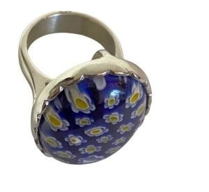Colorful Blue & Yellow Mosaic Statement Ring, size 9, New in Box, Gift For Her - Fashionconservatory.com