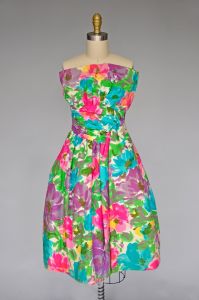 1980s floral print Victor Costa dress XS/S