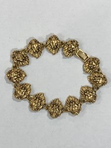 Vintage 70s 80s Gold Lion Face Linked Bracelet | X-Large Size Men Leo | Anklet | Fits 9''