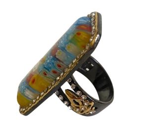 Gorgeous Mosaic Stainless Steel Setting Statement Ring with Gift Box - Size 9  - Fashionconservatory.com