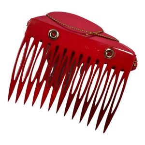 Fab 1980’s Deadstock Handmade Red & Gold French Hair Comb - Fashionconservatory.com
