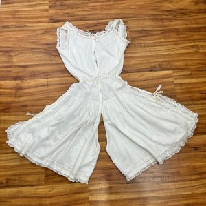 Extra Small | Antique Victorian Cotton Combination | Drawers | Chemise | Edwardian Undergarment - Fashionconservatory.com