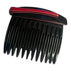 Deadstock Carita Vintage Black & Red Hair Comb Made In France