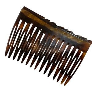 Vintage Deadstock French Brown & Gold Hair Comb - Fashionconservatory.com