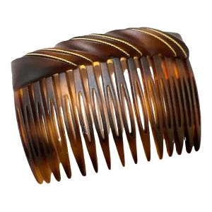 Vintage Deadstock French Brown & Gold Hair Comb