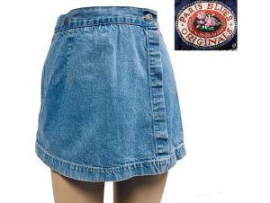 Vintage 1990s Size 3 PARIS BLUES Denim High Waist Mom Denim Skorts Shorts | XS 