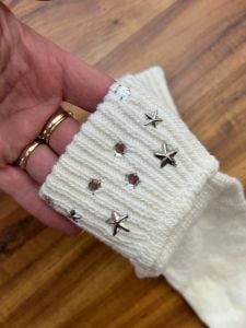 One Size | 1990's Vintage Cotton Rhinestone and Star Studded Socks - Fashionconservatory.com