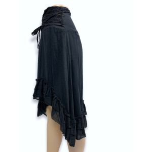 Vintage 1990s Black Gauze Cotton Shabby Goth Asymmetrical Airy Skirt 90s | S - Fashionconservatory.com