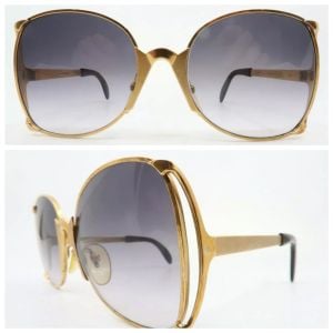 Sharp Vintage 1970s Gold Metal Sunglasses by Neostyle Model ''Society 15'' Made in Germany