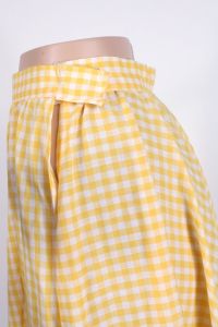 Vintage 1970s Yellow White Gingham Cottagecore Prairie Full Long Skirt 70s | S - Fashionconservatory.com