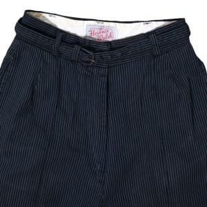 Vintage 1960s Navy Blue Stripe Bermuda Shorts by Florence Walsh  | XS 24'' Waist - Fashionconservatory.com
