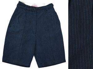 Vintage 1960s Navy Blue Stripe Bermuda Shorts by Florence Walsh  | XS 24'' Waist