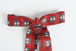 Vintage 1950s Country Western Red Gray Arrows & Diamonds Clip On String Tie - Fashionconservatory.com