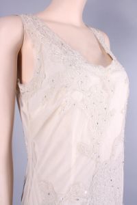 Vintage 1990s Size 6 NEWPORT NEWS Ivory Soutache Drop Waist Wedding Dress | S/M - Fashionconservatory.com
