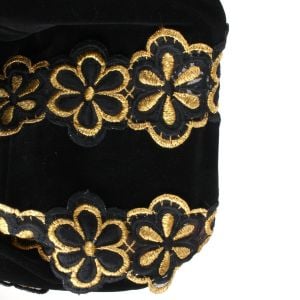 Vintage 1960s Black Velvet Embroidered Gold Sheer Inlay Long Maxi Skirt | M/L - Fashionconservatory.com
