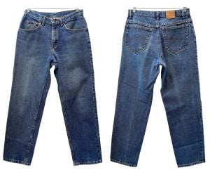 70s 80s Lee High Waisted Jeans | Blue Denim Straight Leg Mom Jeans | W 31'' x L 30'' - Fashionconservatory.com