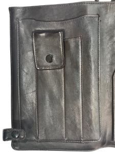 70s 80s Black Leather Organizer Travel Wallet Wristlet |Men Women|Unisex Handbag| H 9.5'' x W 6.25'' - Fashionconservatory.com