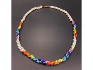 Vintage 1970s Era Rainbow LGBTQ PRIDE Mother of Pearl Shell Necklace - Fashionconservatory.com
