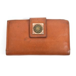 Vintage 1970s Zodiac Sign Brown Leather Flap Closure Wallet by Rolfs | Attached Coin Purse 