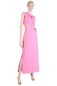 Vintage 1960s Jerrie Lurie Pink Peekaboo Hostess Maxi Dress MCM Mod |XS - Fashionconservatory.com