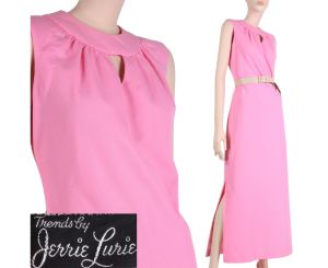 Vintage 1960s Jerrie Lurie Pink Peekaboo Hostess Maxi Dress MCM Mod |XS