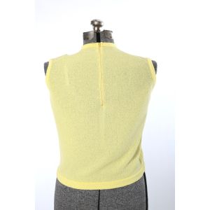 Vintage 1960s Yellow Bouclé Knit Sleeveless Shirt by Talbott Travler  |  Large - Fashionconservatory.com