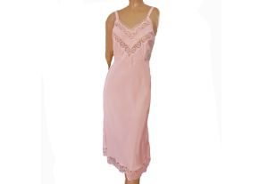 Vintage 1940s/1950s Slip Pink Bias Cut Acetate Rayon Lace and Embroidery Trim
