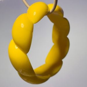 Vintage 80s Yellow Wide TWIST Lucite Chunky Plastic Bangle Bracelet Mod - Fashionconservatory.com