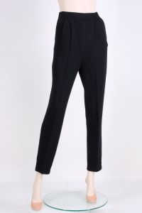 Vintage 1980s Size 2 ST. JOHN COLLECTION Black Santana Wool Knit Pants w Pockets | XS/S - Fashionconservatory.com