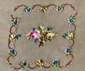 Preworked 70s Vintage Needlepoint Canvas from Paragon|Hand Embroidered Cotton Canvas w/Wool Yarn - Fashionconservatory.com