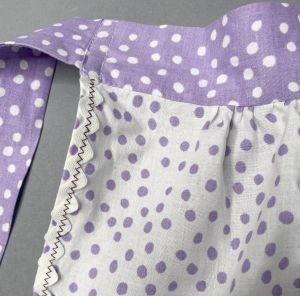 Vintage Midcentury Lavender & White Polka Dots w/ Rickrack Trim Half Apron | Great Gift! - Fashionconservatory.com