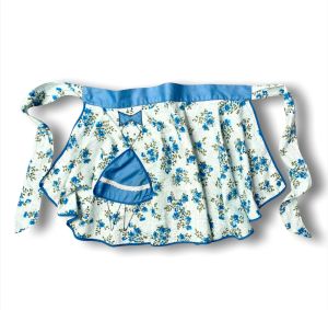 Vintage Midcentury Cotton Half Apron | Floral Print w/ Little Girl Pocket | Great Gift!