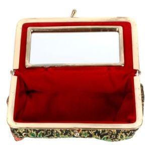 Vintage 1950s Red Green Gold Brocade Cosmetic Clutch Evening Bag Purse - Fashionconservatory.com