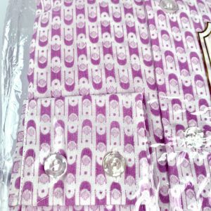 Deadstock Vintage 60s CROMWELL Purple White Pattern Button Up Dress Shirt | S 14  - Fashionconservatory.com