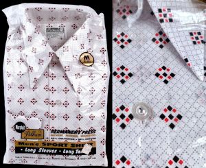 Deadstock Vintage 60s MURPHY PELHAM Geometric Button Up Dress Shirt NOS |15-15.5 M