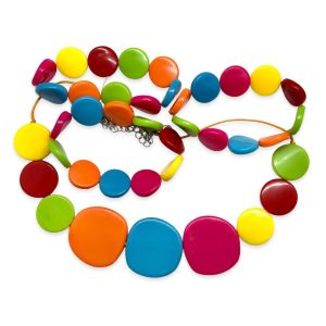 Vintage 1990s dELiA*s Rainbow Plastic Disc Choker Necklace + 3 bracelet Set