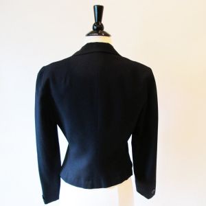 Vintage Black Blazer, 70's Fitted Short Wool Jacket,Working Girl Office Attire - Fashionconservatory.com