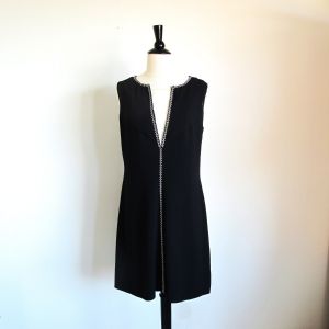 1990s evening dress,Short Black Dress with Rhinestone Trim